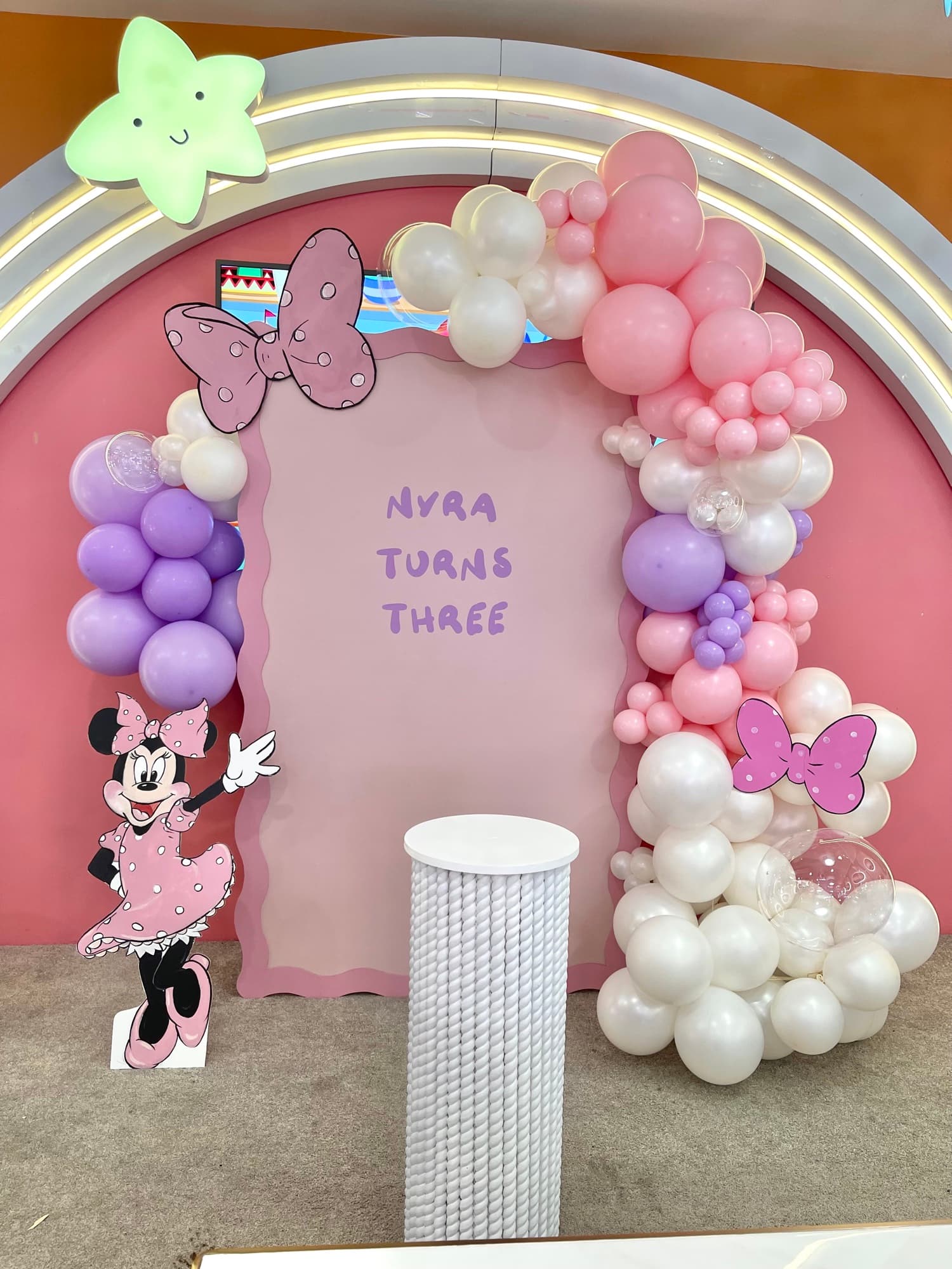 A petite celebration setup with a focal installation.